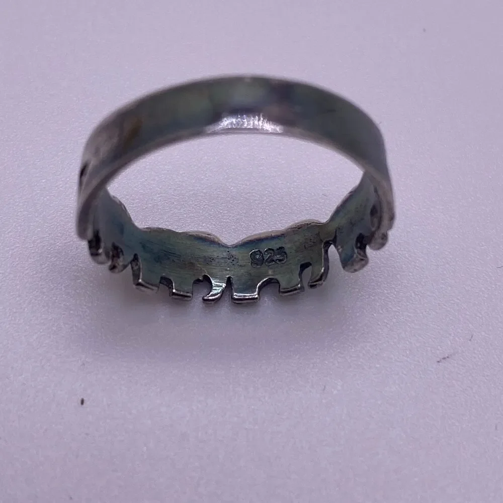 Sterling Silver 4 Elephants Cut Out Ring Size 8.5